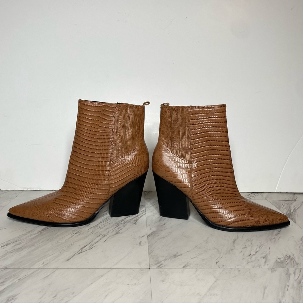 Marc Fisher Mariel Brown Leather Heeled Bootie 11M - Picture 7 of 14